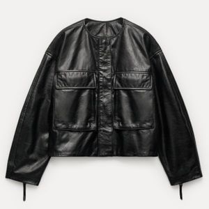Black genuine leather jacket Zara Studio NWT